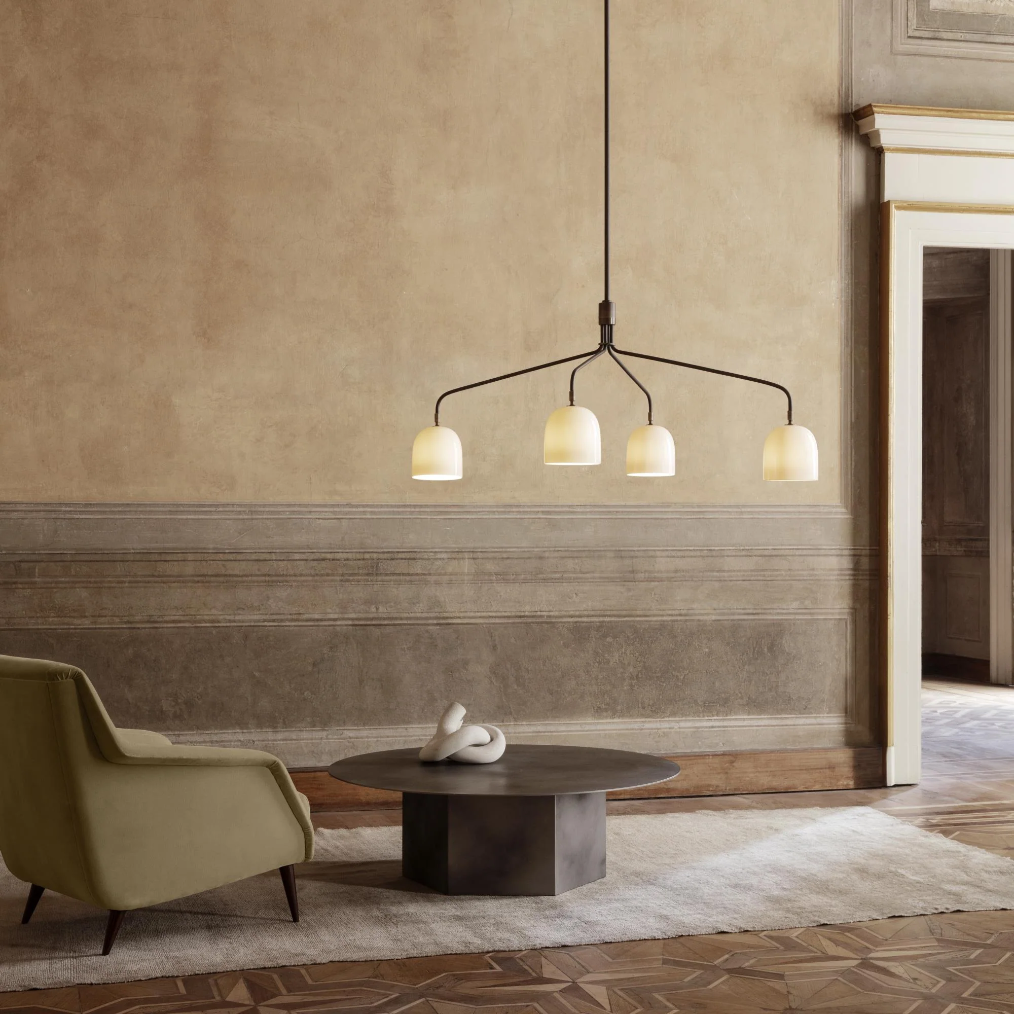 Lustra Chandelier Black Brass Industrial - Image 34