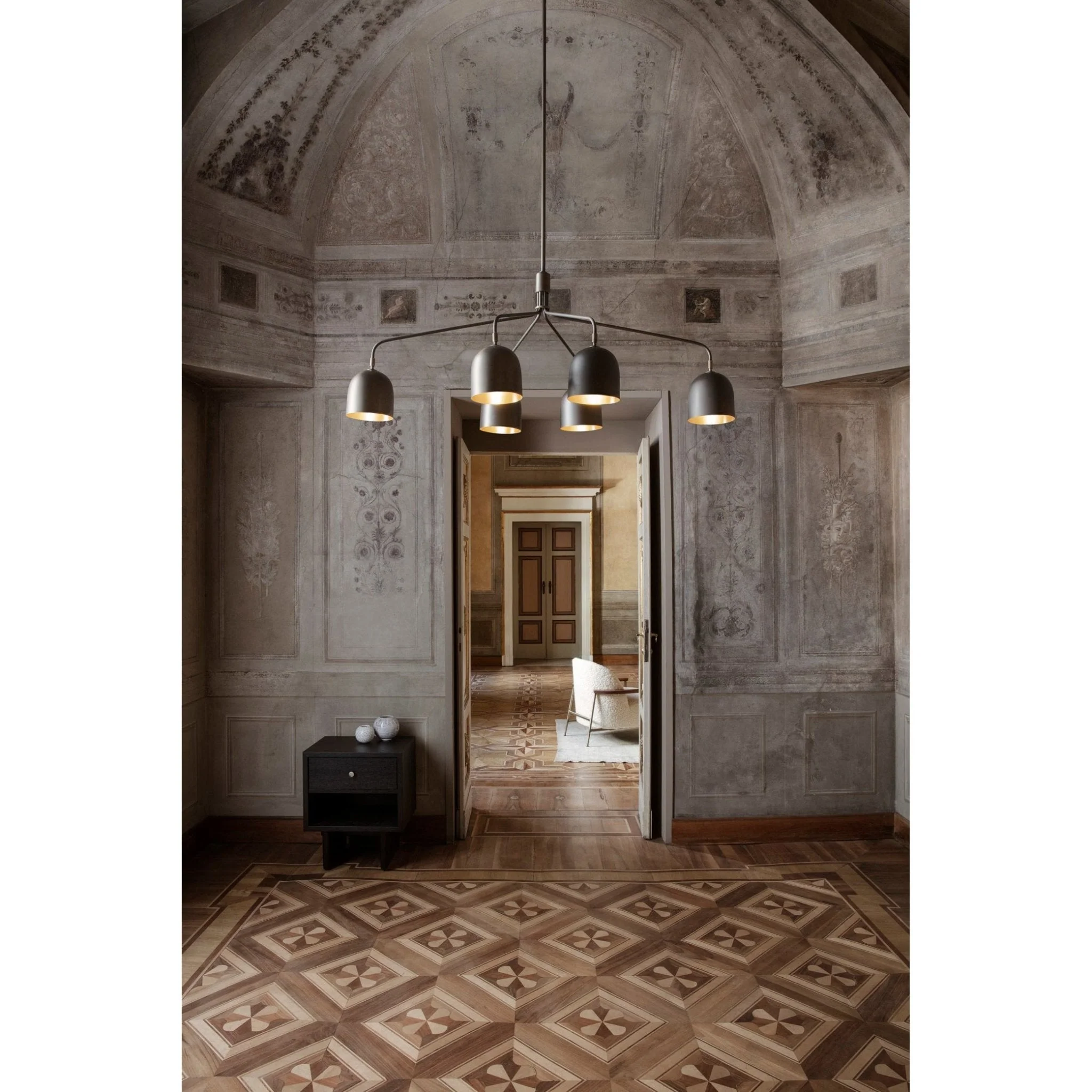 Lustra Chandelier Black Brass Industrial - Image 5