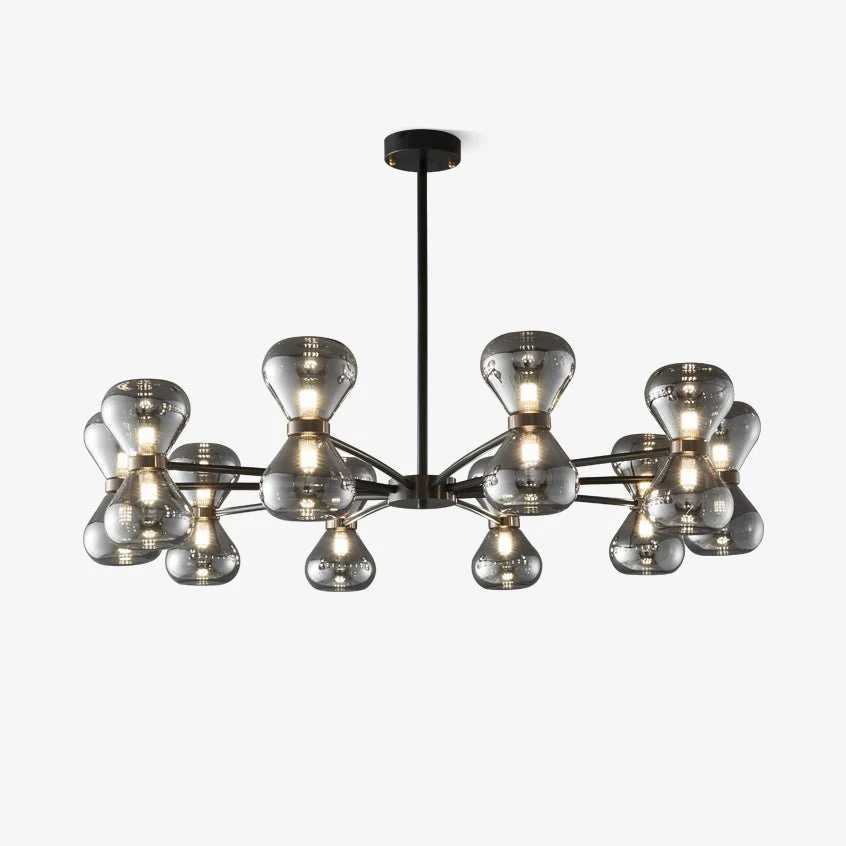 Lustra Chandelier Black Frame Smoked Glass Bold