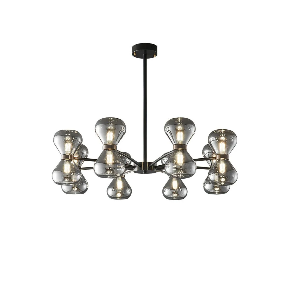 Lustra Chandelier Black Frame Smoked Glass Bold - Image 10