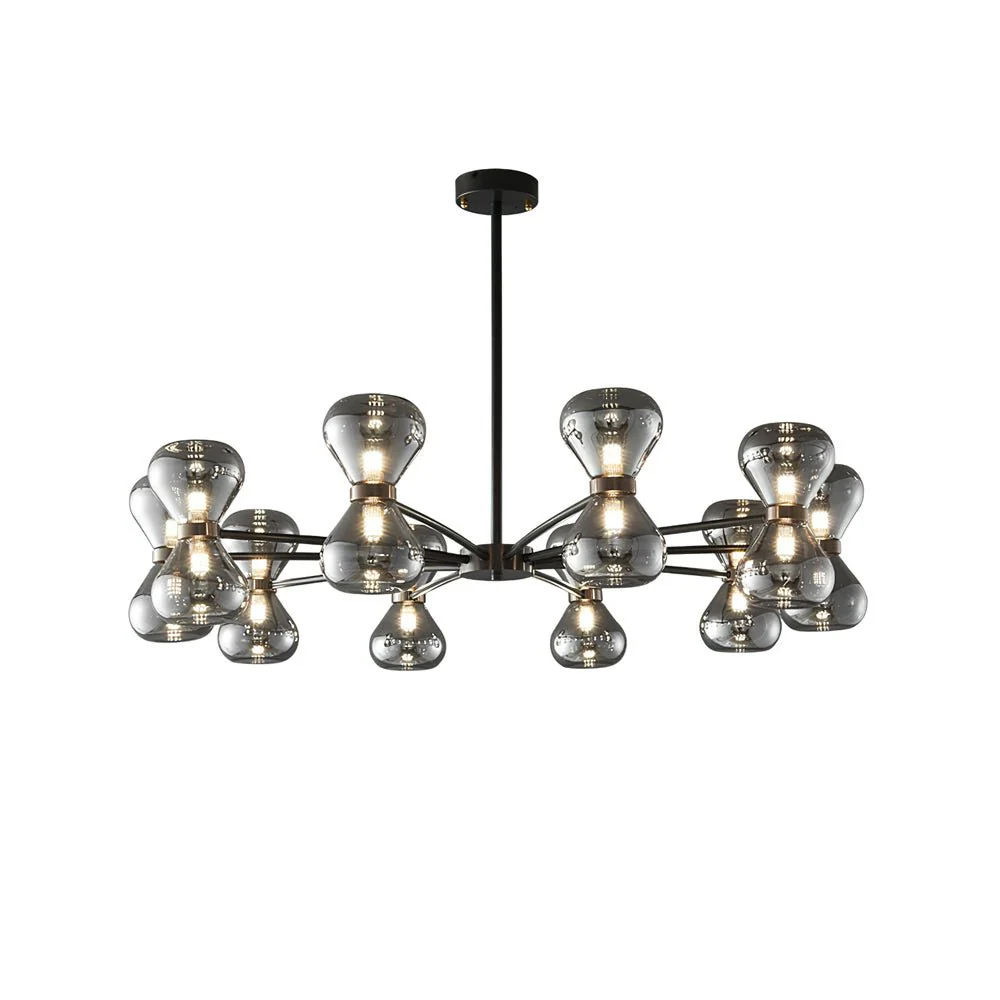Lustra Chandelier Black Frame Smoked Glass Bold - Image 11