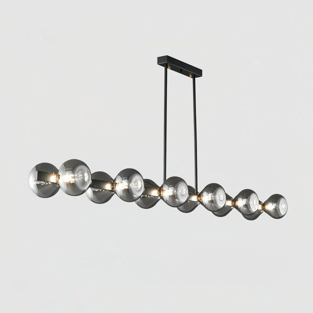 Lustra Chandelier Black Frame Smoked Glass Bold - Image 14