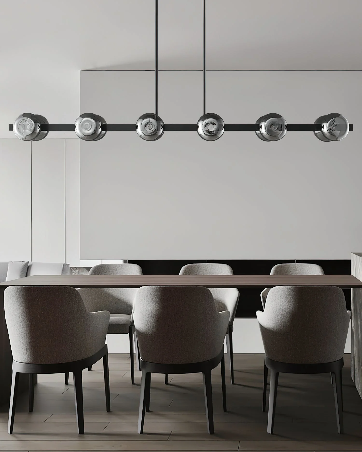 Lustra Chandelier Black Frame Smoked Glass Bold - Image 19