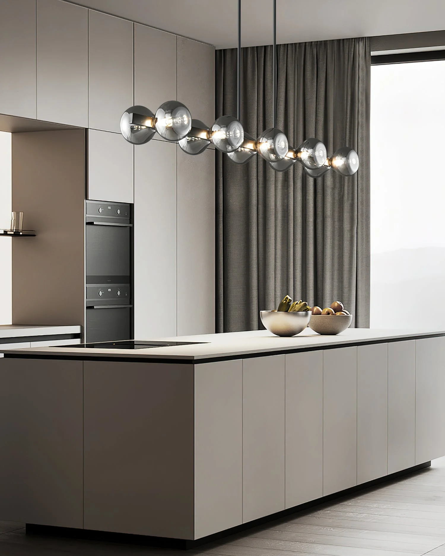 Lustra Chandelier Black Frame Smoked Glass Bold - Image 20