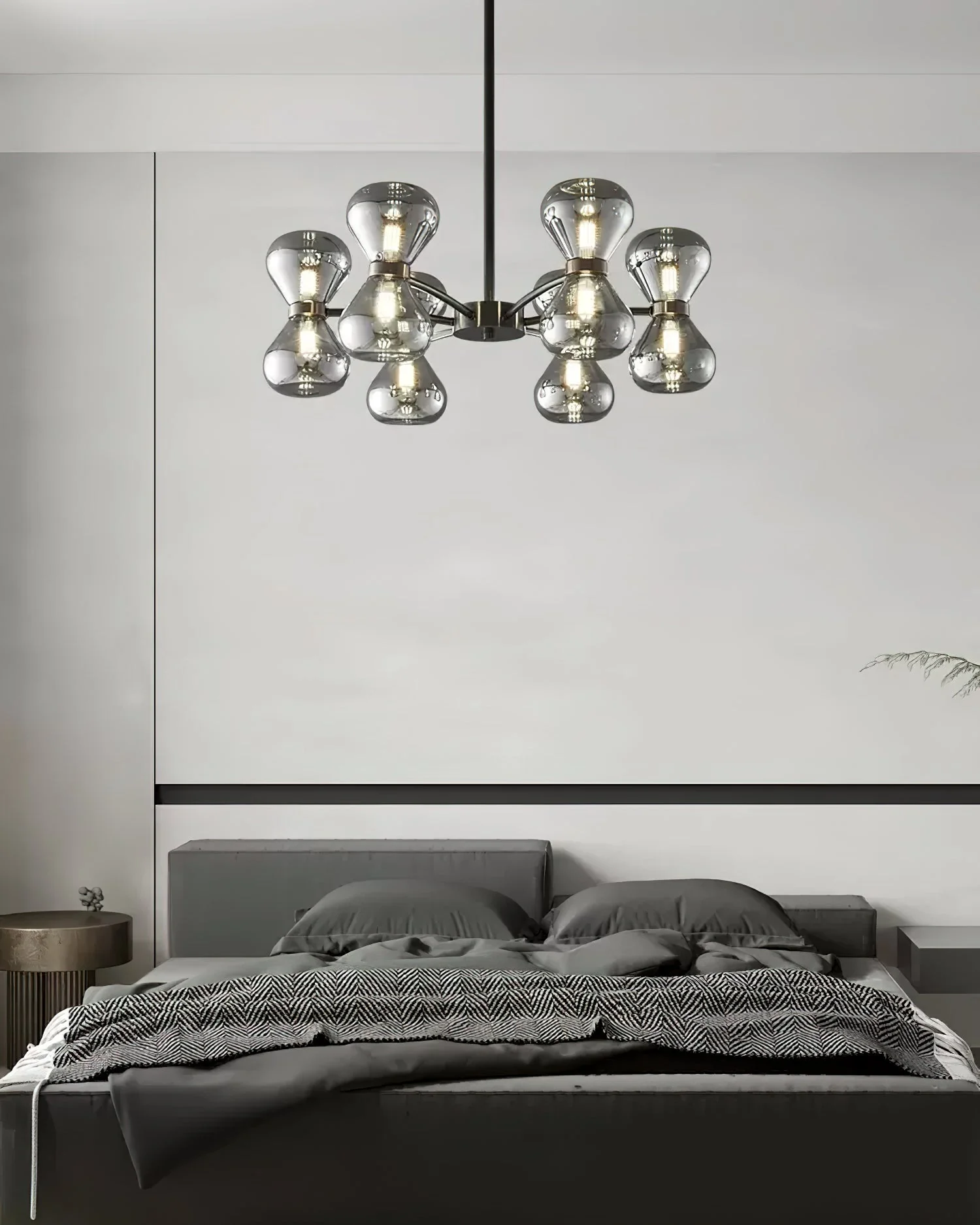 Lustra Chandelier Black Frame Smoked Glass Bold - Image 21