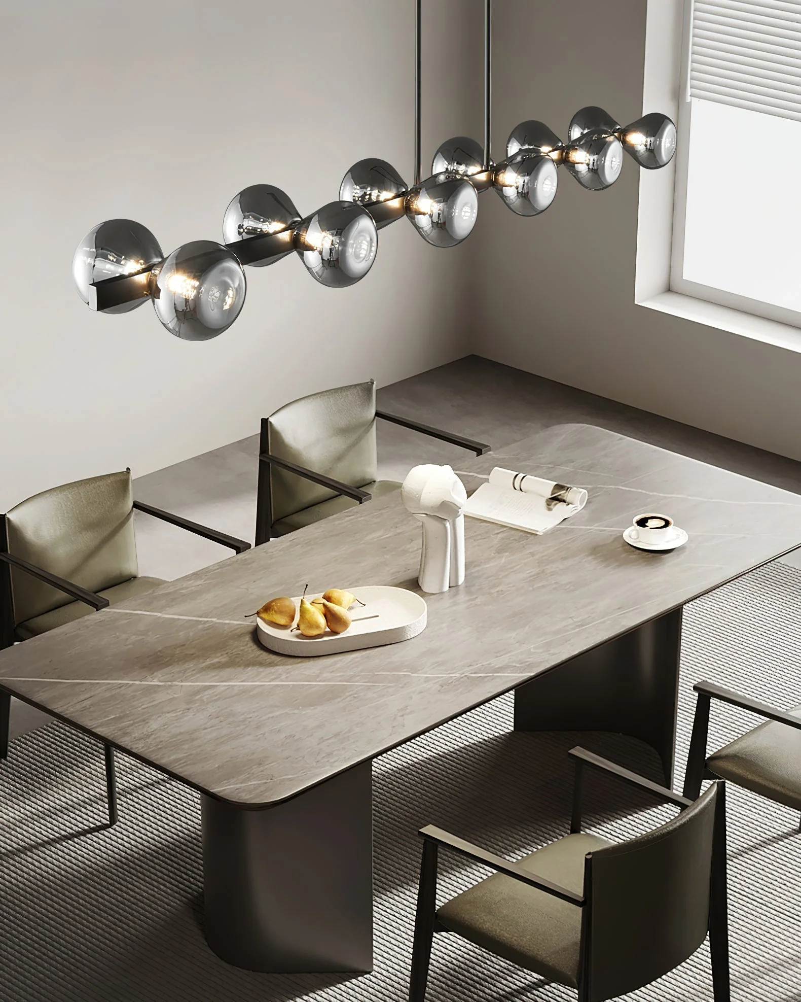 Lustra Chandelier Black Frame Smoked Glass Bold - Image 22