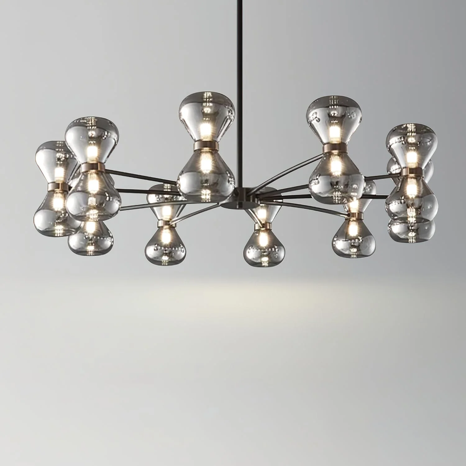 Lustra Chandelier Black Frame Smoked Glass Bold - Image 25