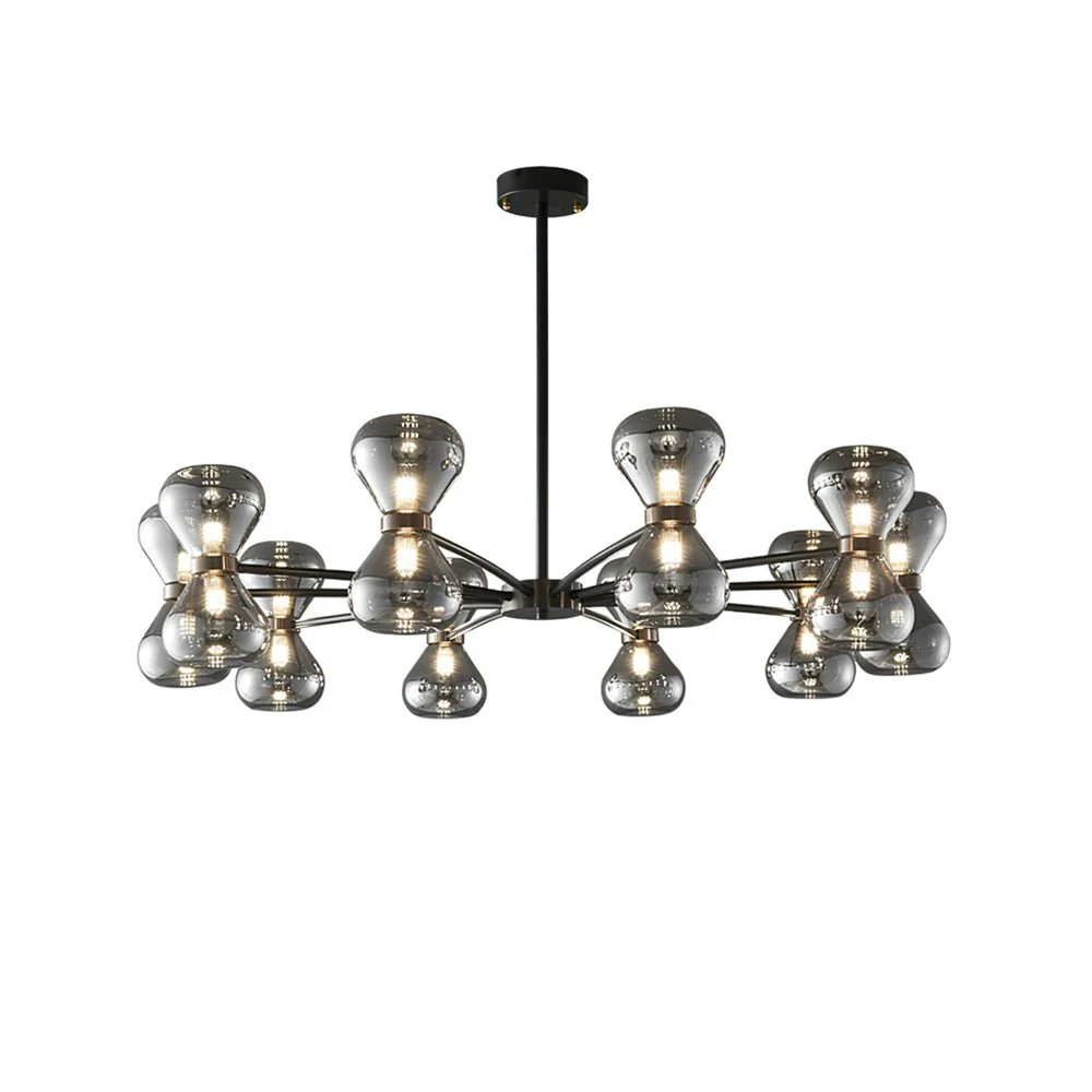 Lustra Chandelier Black Frame Smoked Glass Bold - Image 26