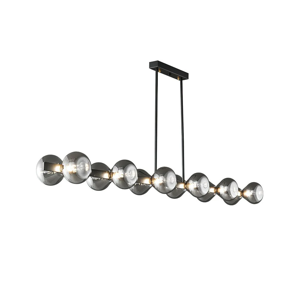 Lustra Chandelier Black Frame Smoked Glass Bold - Image 27