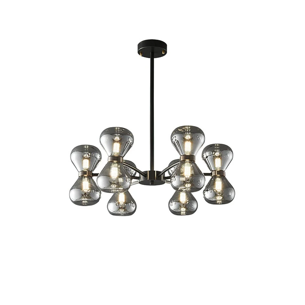 Lustra Chandelier Black Frame Smoked Glass Bold - Image 9