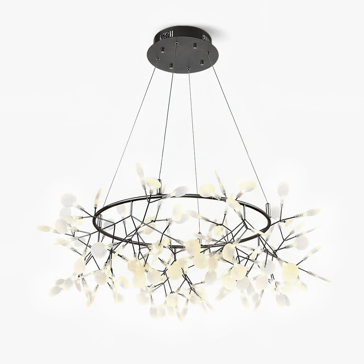 Lustra Chandelier Black Ring Firefly Branch