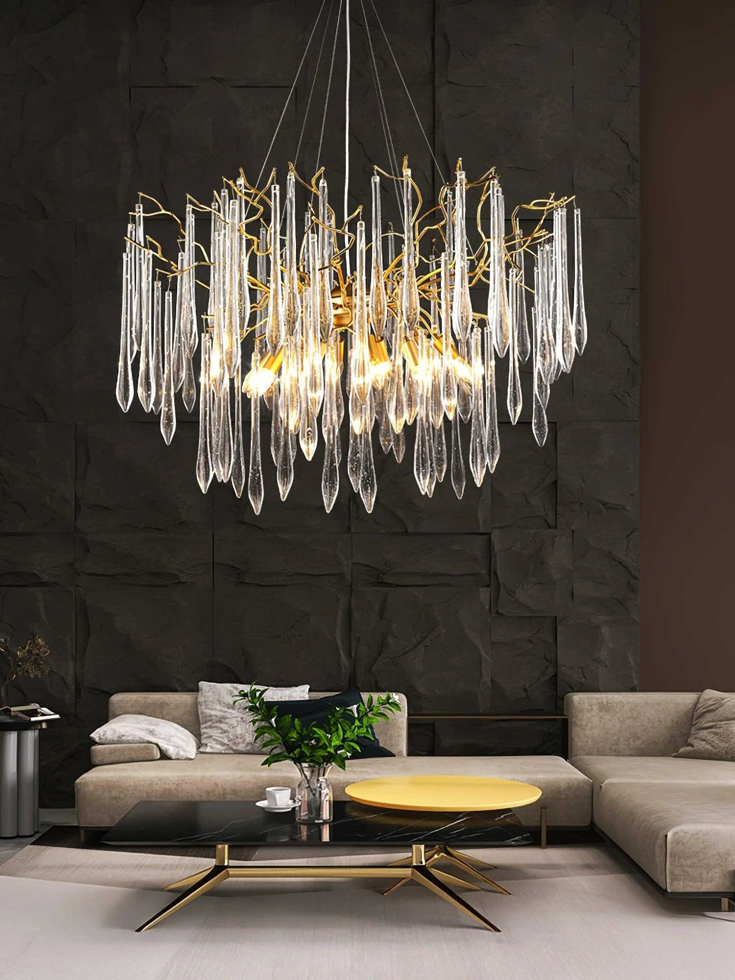 Lustra Chandelier Branch Crystal Pendant Sculptural Artistic - Image 12