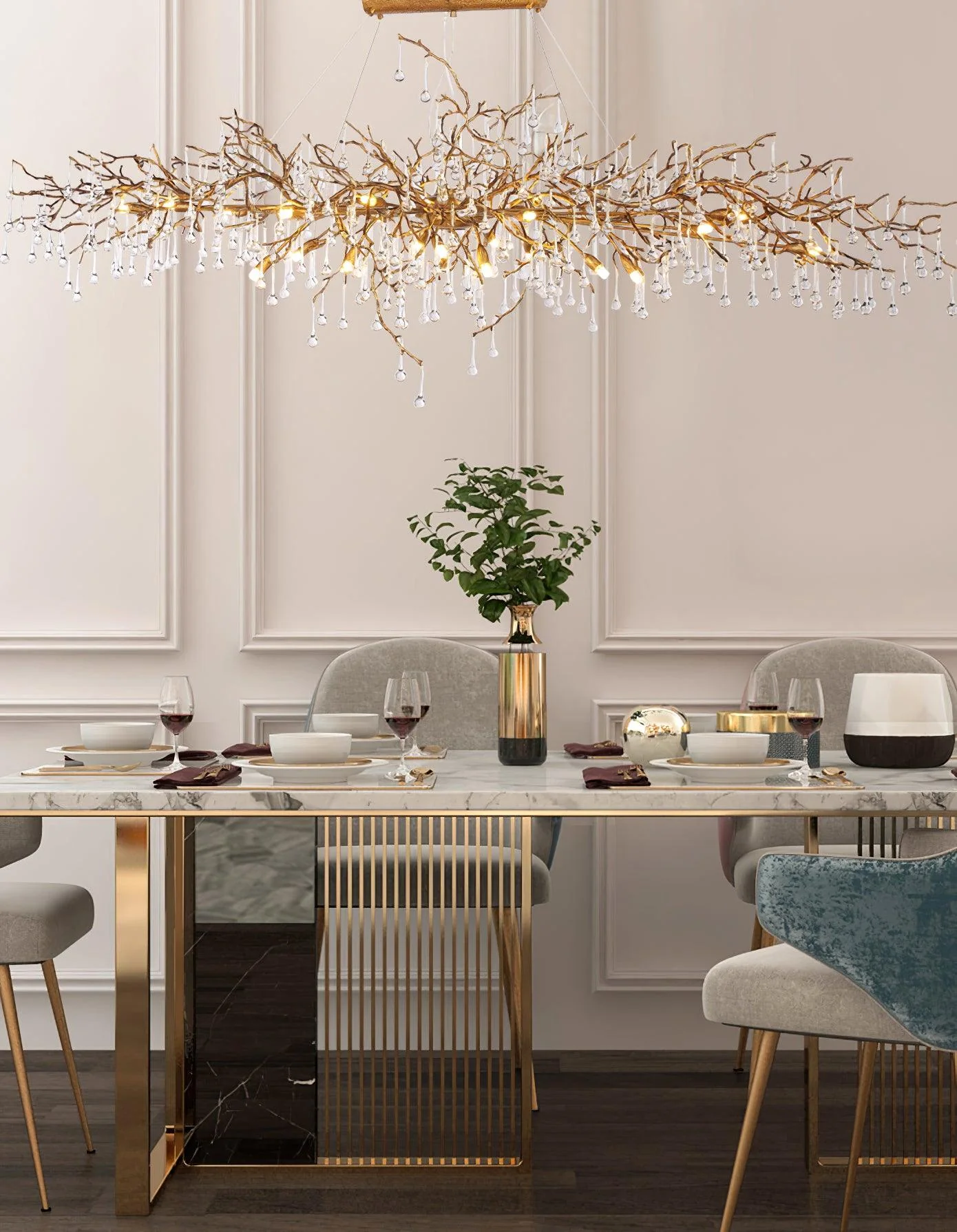 Lustra Chandelier Brass Crystal Branch - Image 13