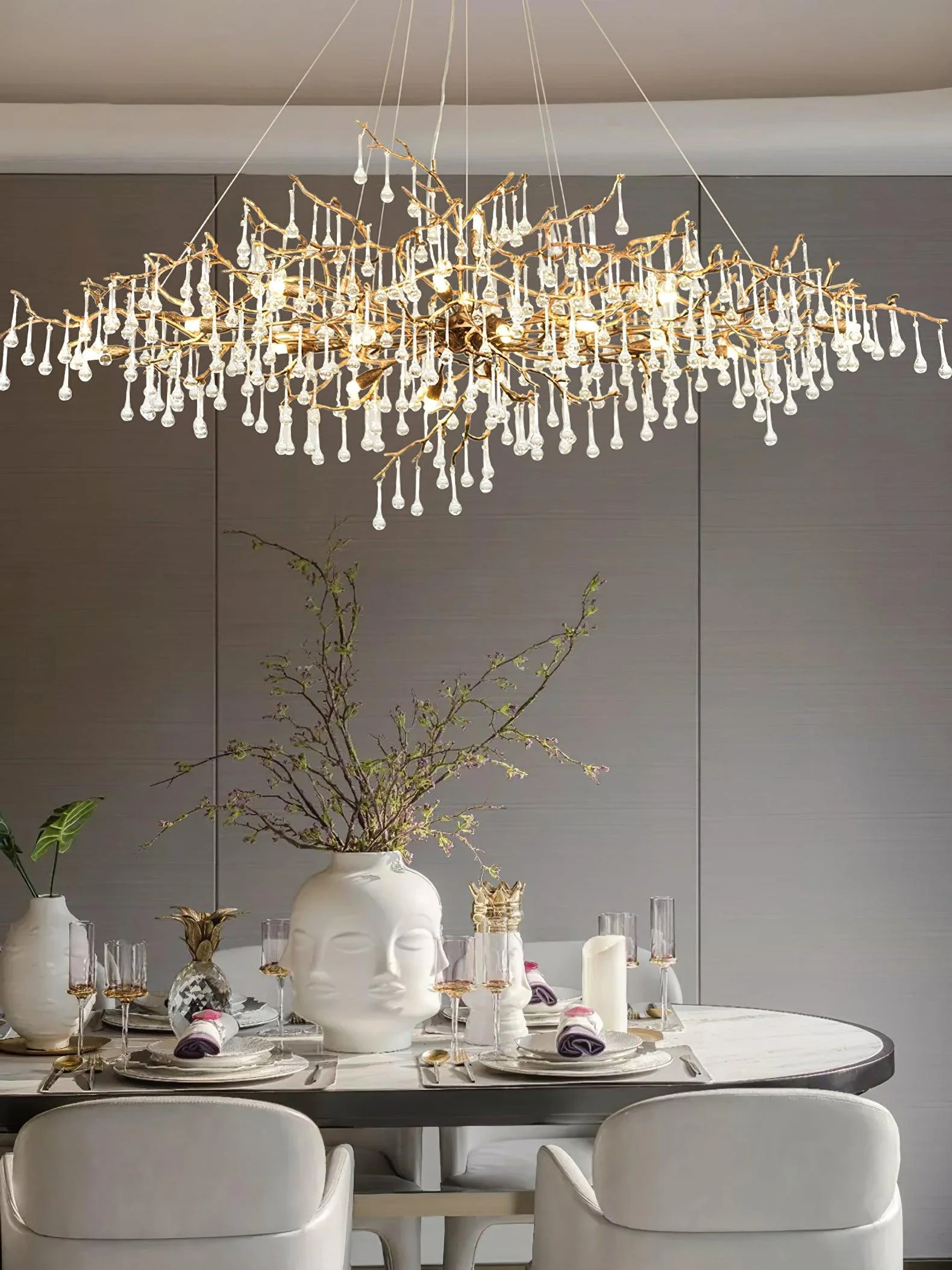 Lustra Chandelier Brass Crystal Branch - Image 17