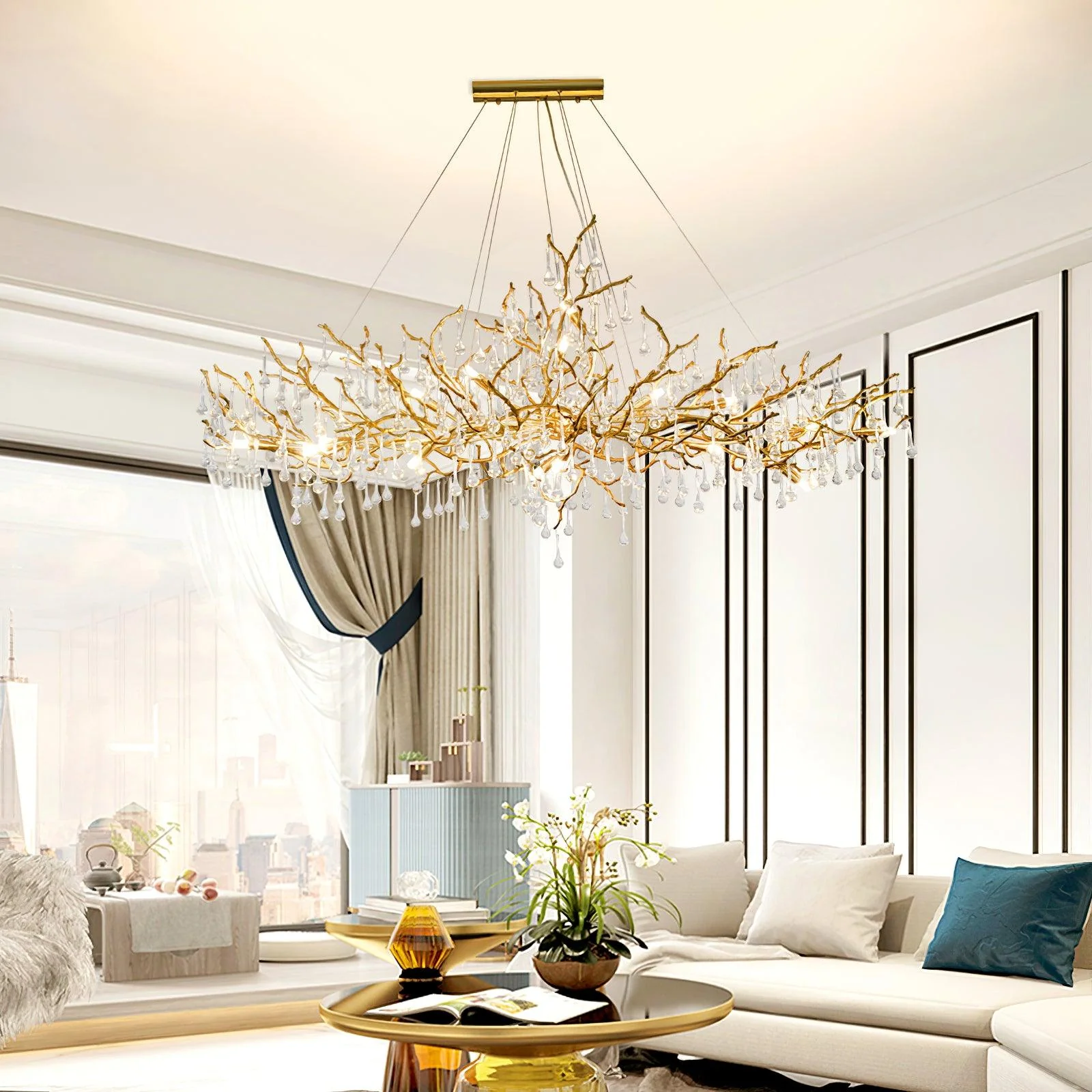 Lustra Chandelier Brass Crystal Branch - Image 4
