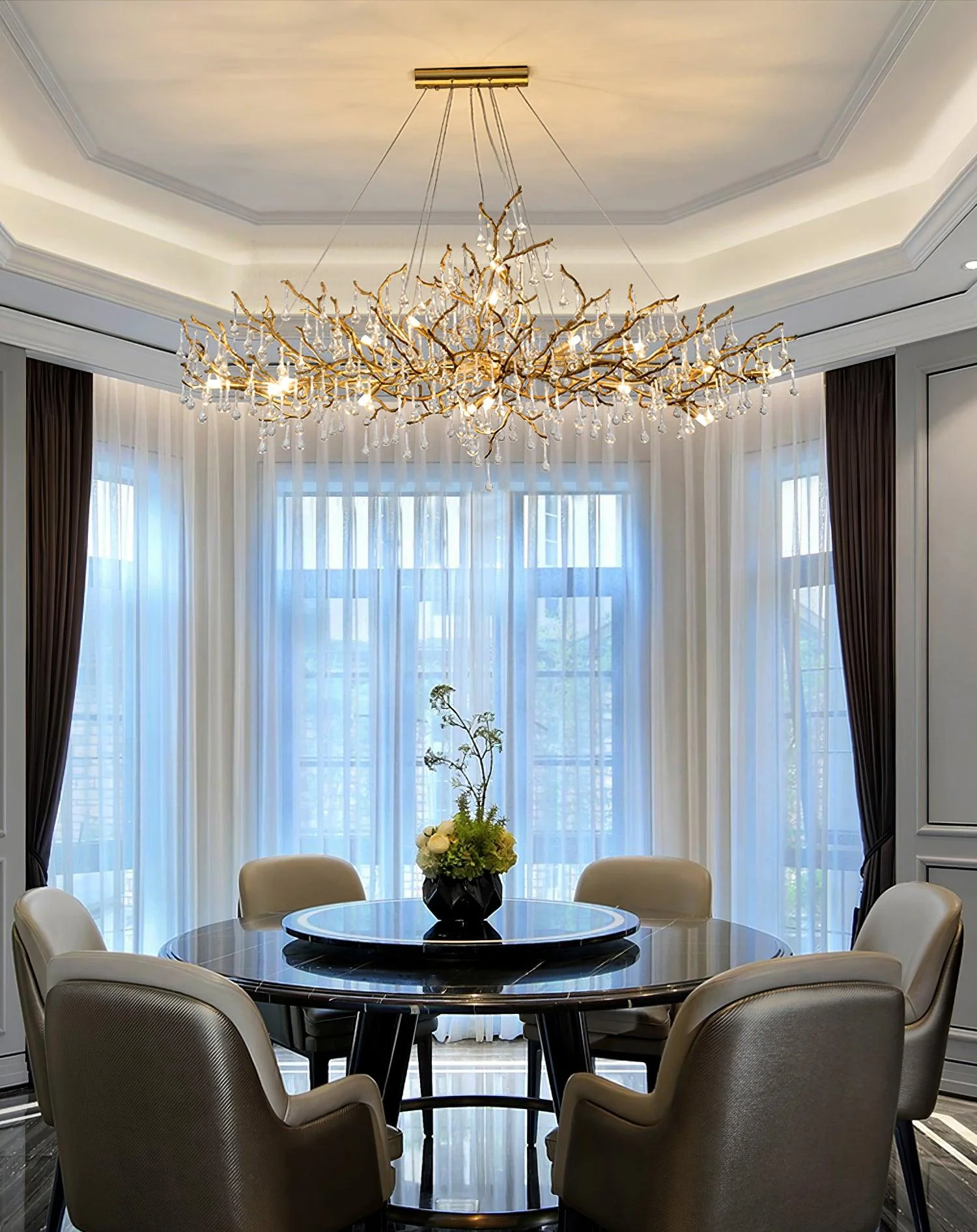 Lustra Chandelier Brass Crystal Branch - Image 8