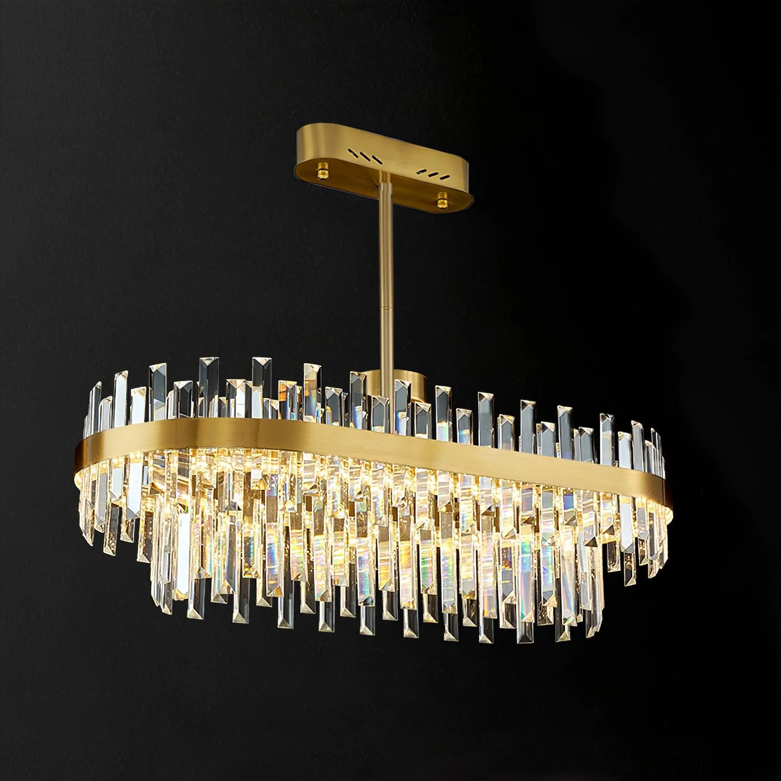Lustra Chandelier Brass Crystal Drum Elegant - Image 14