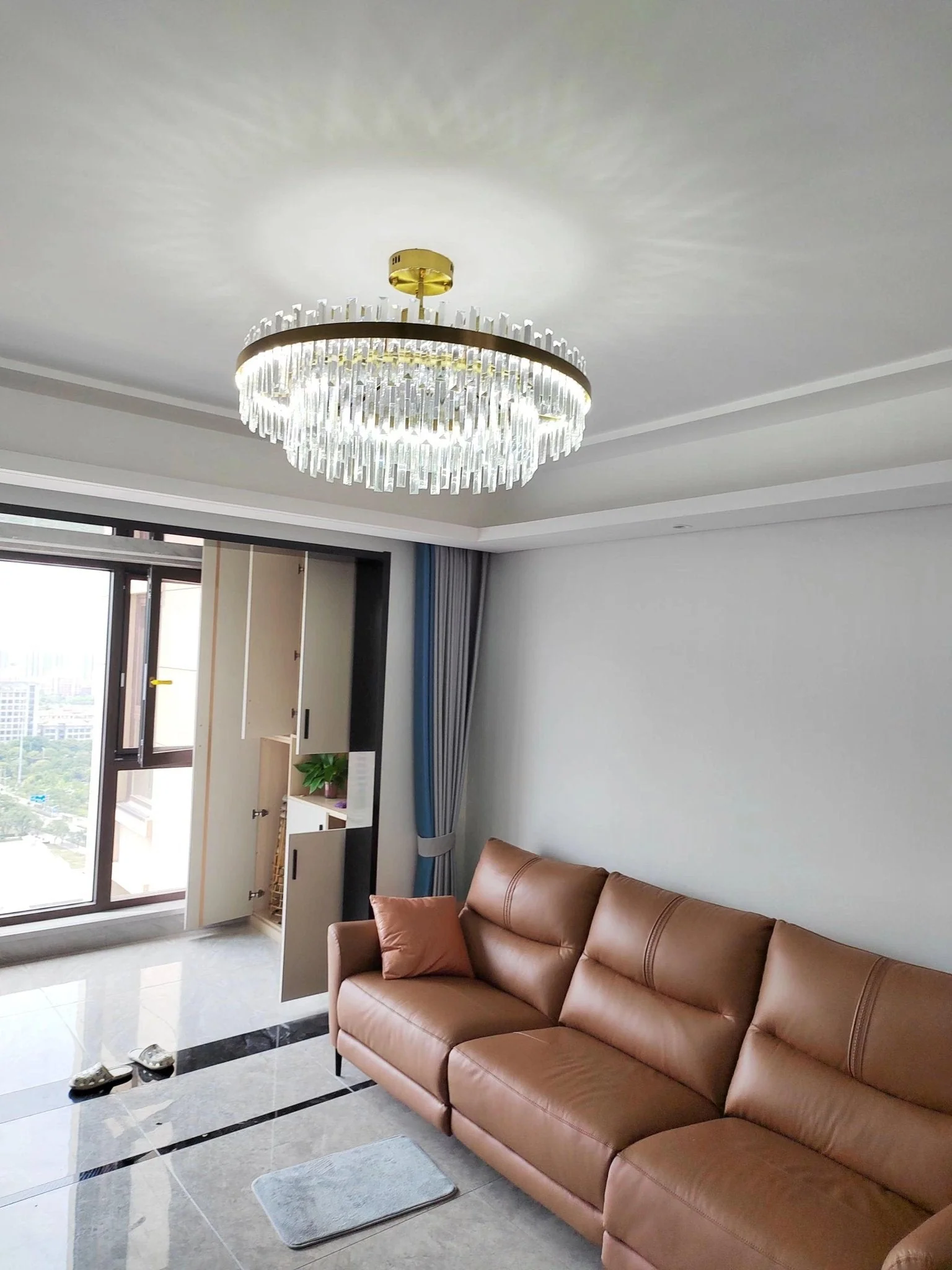 Lustra Chandelier Brass Crystal Drum Elegant - Image 20