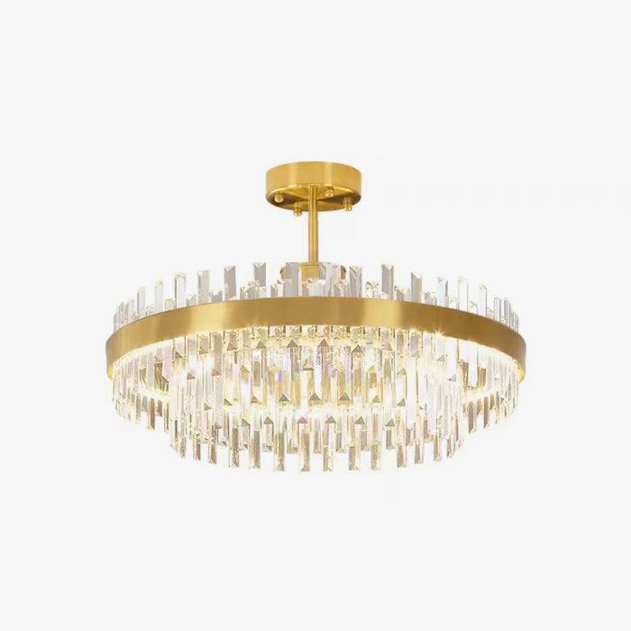 Lustra Chandelier Brass Crystal Drum Elegant - Image 6