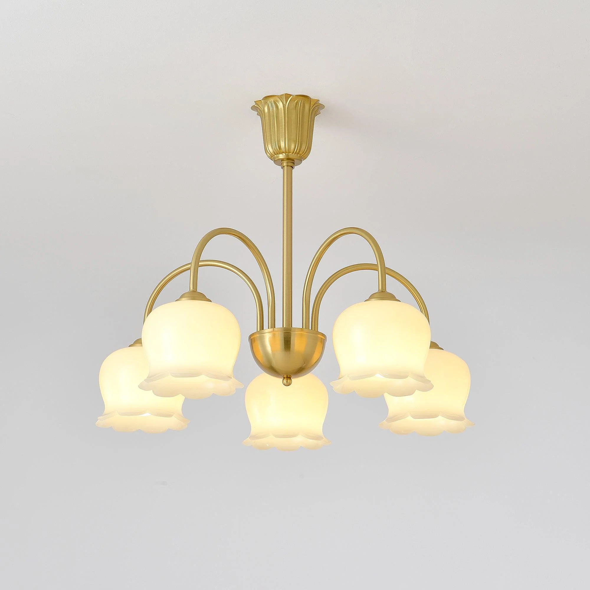 Lustra Chandelier Brass Elegant Curved Arm - Image 15