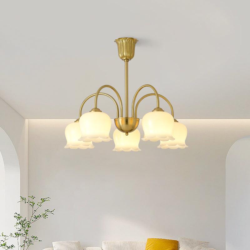 Lustra Chandelier Brass Elegant Curved Arm - Image 16