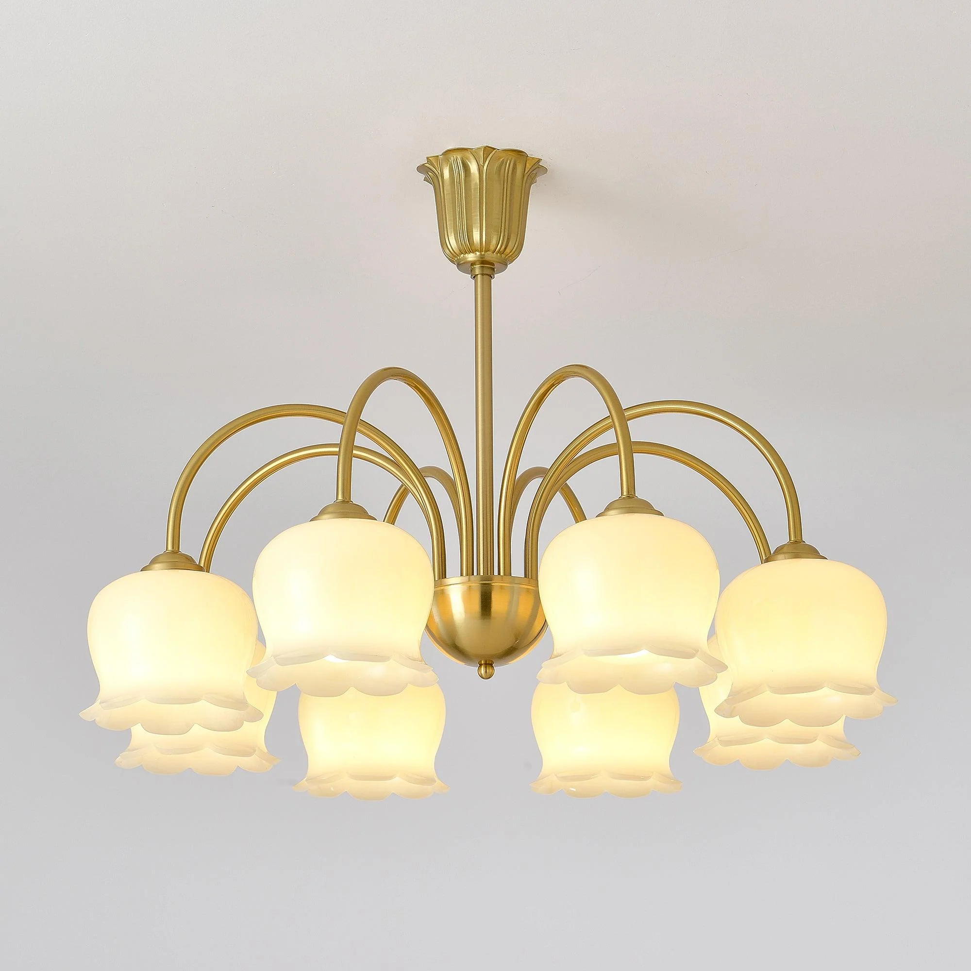 Lustra Chandelier Brass Elegant Curved Arm - Image 19