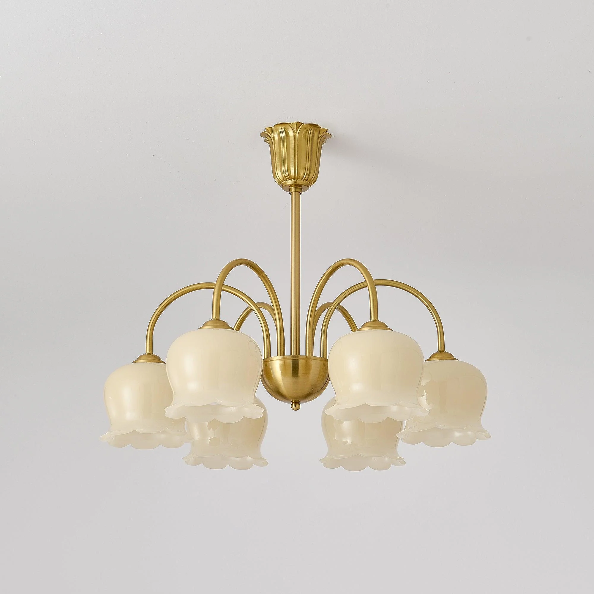 Lustra Chandelier Brass Elegant Curved Arm - Image 2