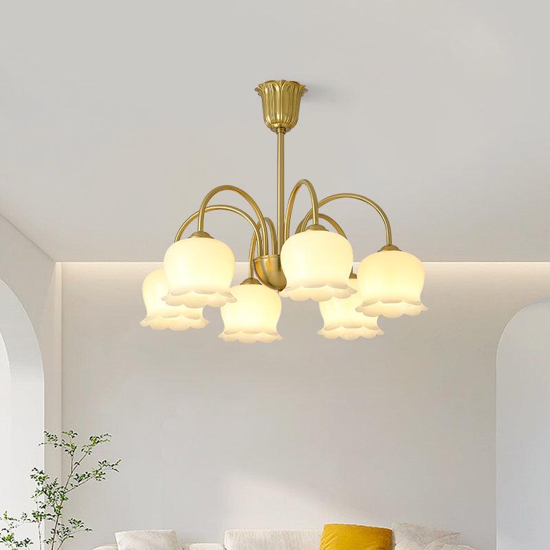 Lustra Chandelier Brass Elegant Curved Arm - Image 25