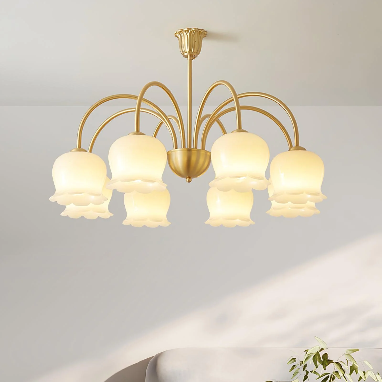 Lustra Chandelier Brass Elegant Curved Arm - Image 27