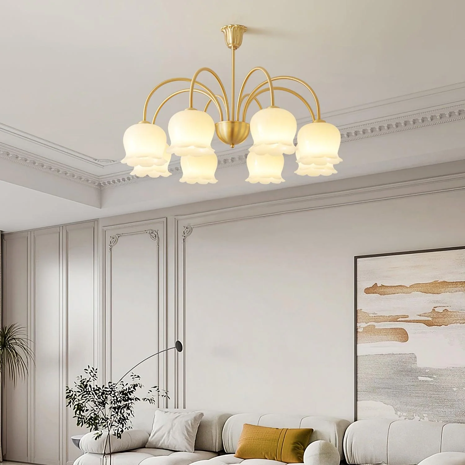 Lustra Chandelier Brass Elegant Curved Arm - Image 28