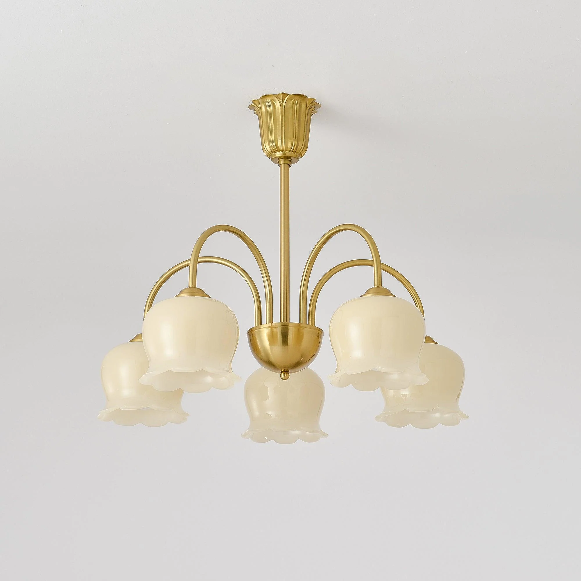 Lustra Chandelier Brass Elegant Curved Arm - Image 3