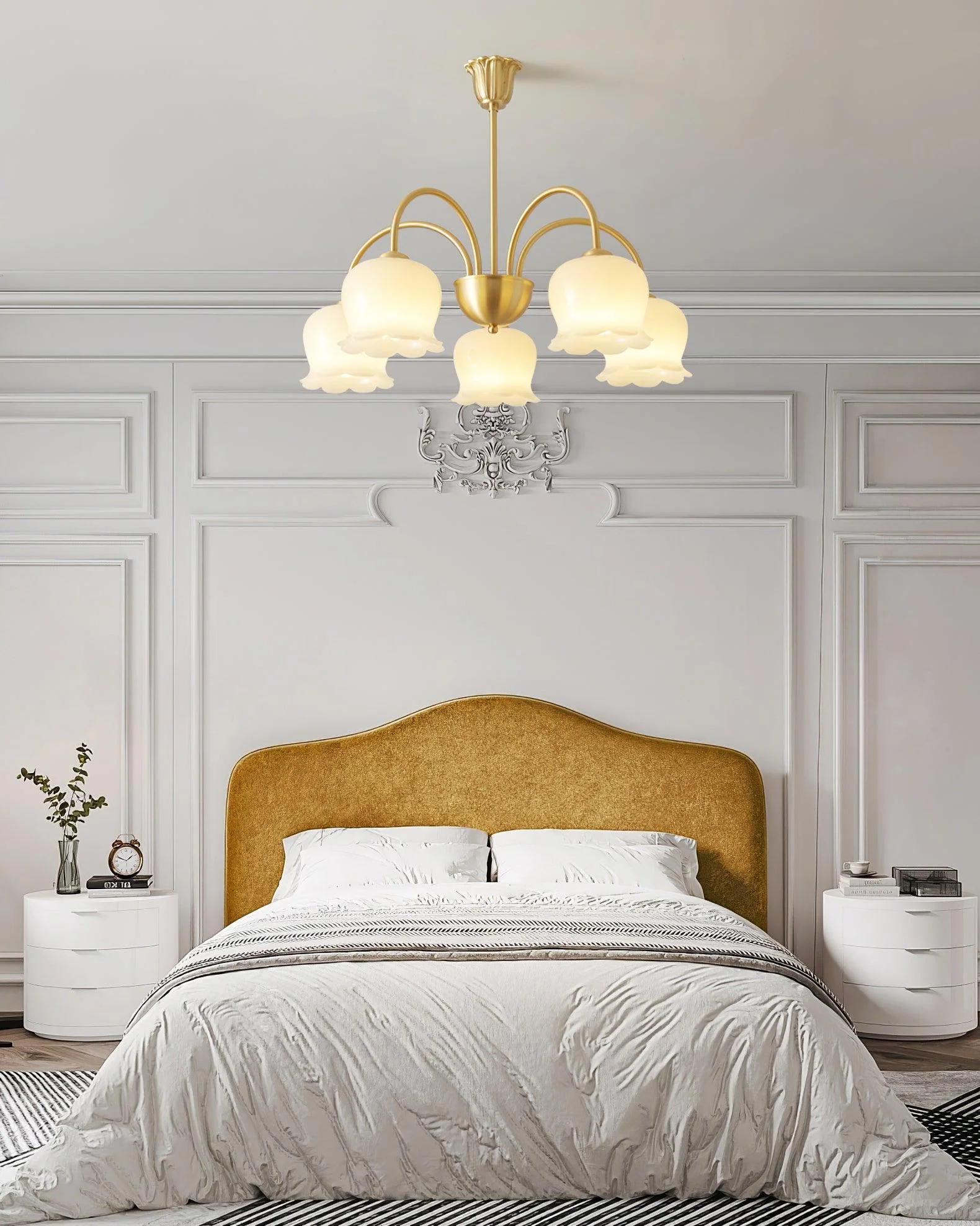 Lustra Chandelier Brass Elegant Curved Arm - Image 31