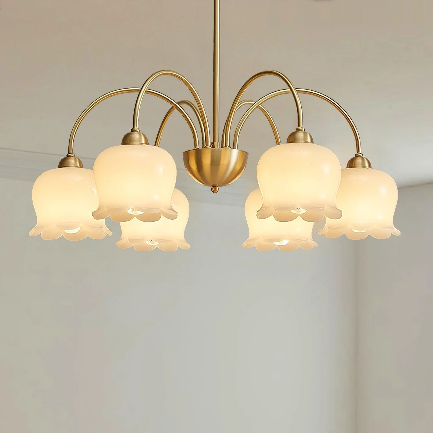 Lustra Chandelier Brass Elegant Curved Arm - Image 34
