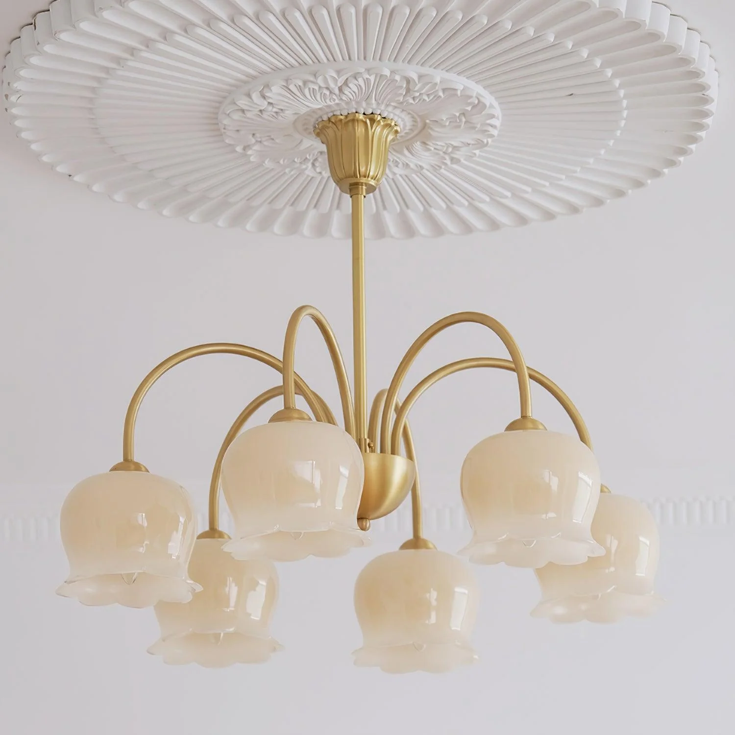 Lustra Chandelier Brass Elegant Curved Arm - Image 35