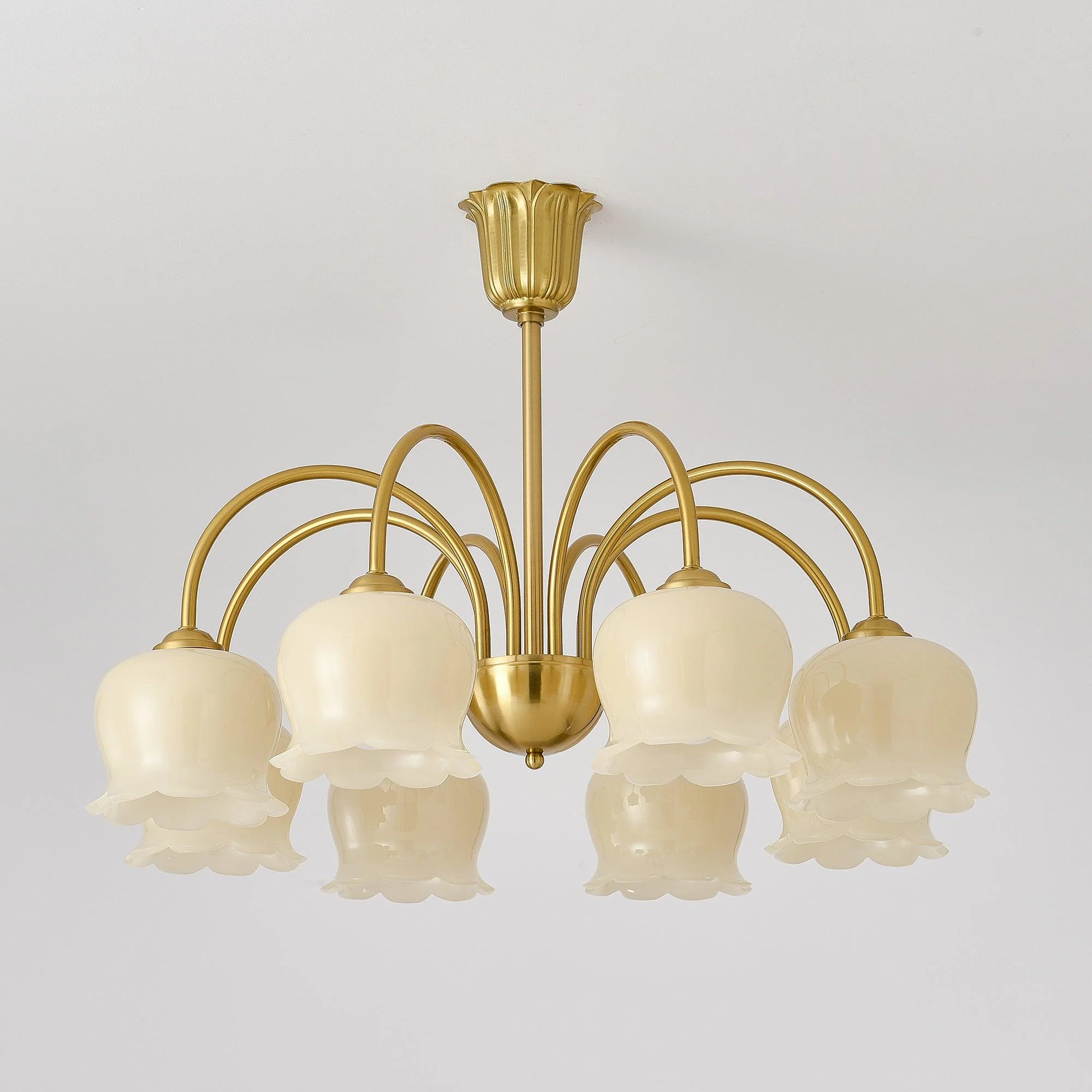 Lustra Chandelier Brass Elegant Curved Arm - Image 36