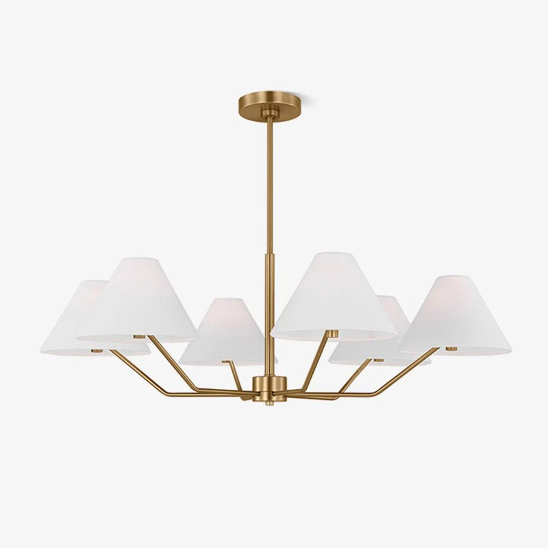 Lustra Chandelier Brass Fabric Cone Shades Modern