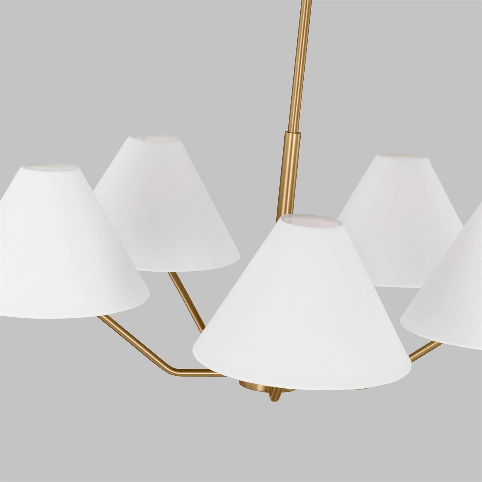 Lustra Chandelier Brass Fabric Cone Shades Modern - Image 16
