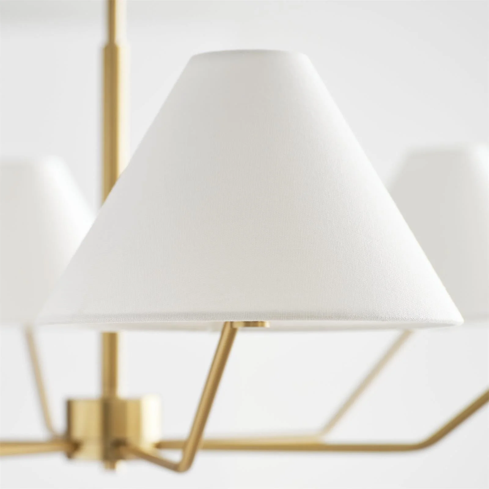 Lustra Chandelier Brass Fabric Cone Shades Modern - Image 17