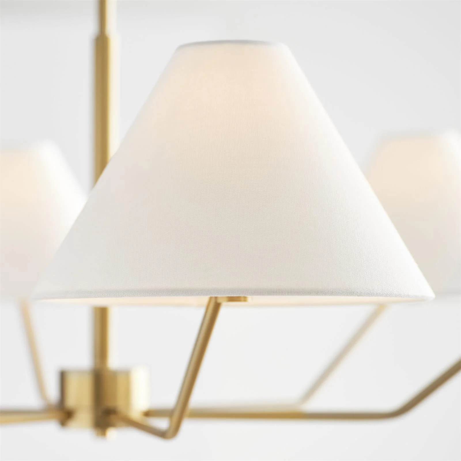 Lustra Chandelier Brass Fabric Cone Shades Modern - Image 18