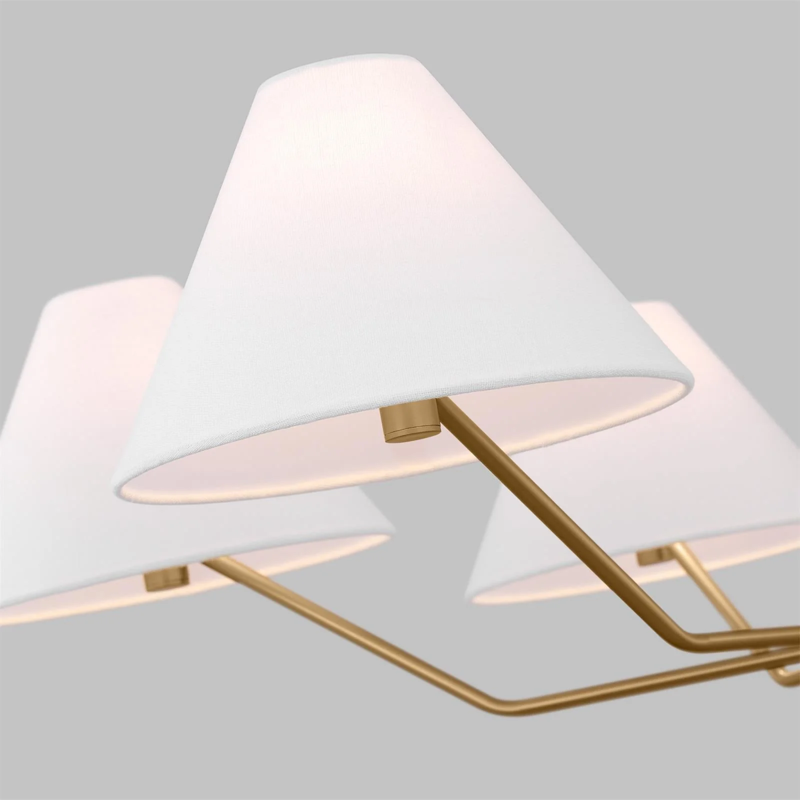 Lustra Chandelier Brass Fabric Cone Shades Modern - Image 19