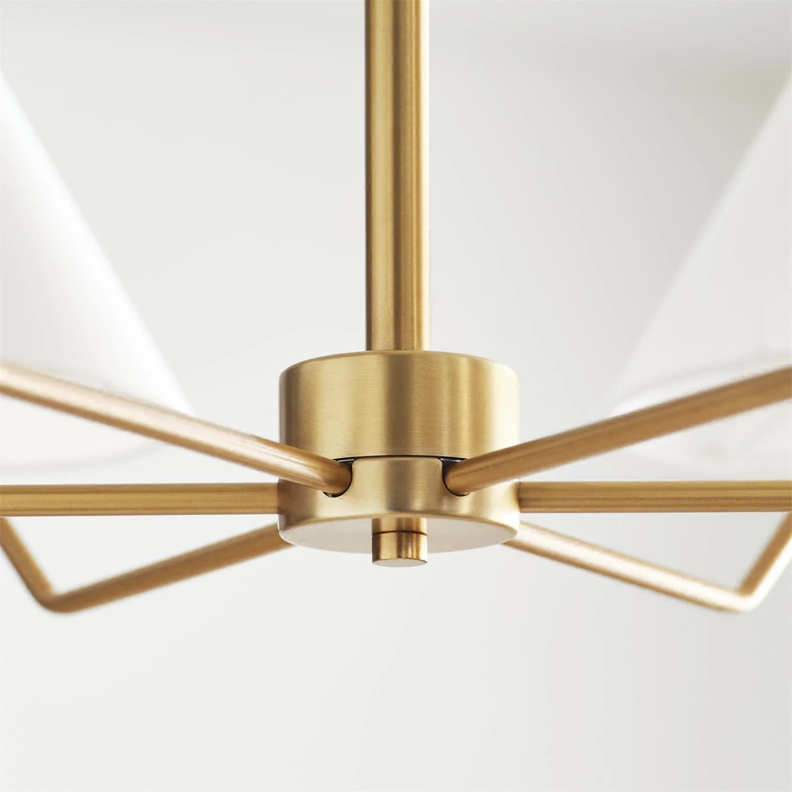Lustra Chandelier Brass Fabric Cone Shades Modern - Image 20