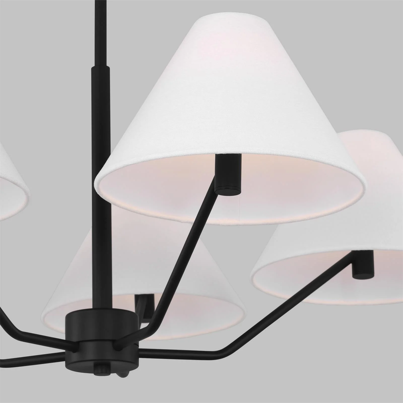 Lustra Chandelier Brass Fabric Cone Shades Modern - Image 21