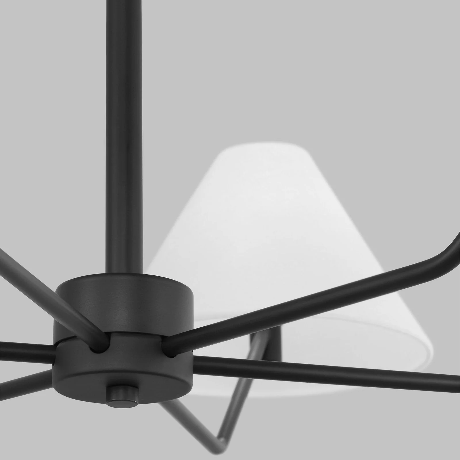 Lustra Chandelier Brass Fabric Cone Shades Modern - Image 22