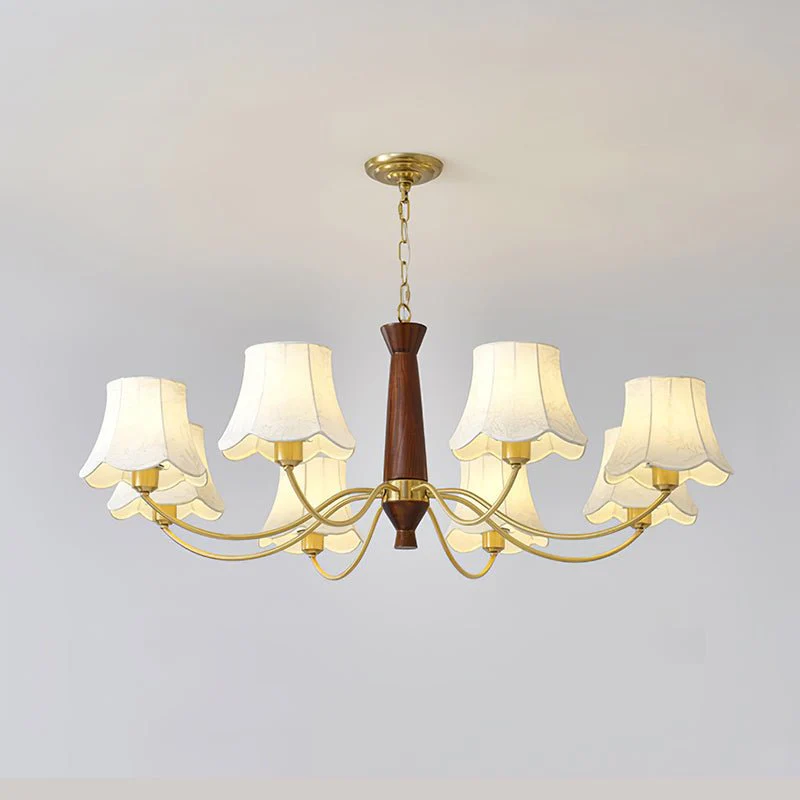 Lustra Chandelier Brass Fabric Curved Arms - Image 11