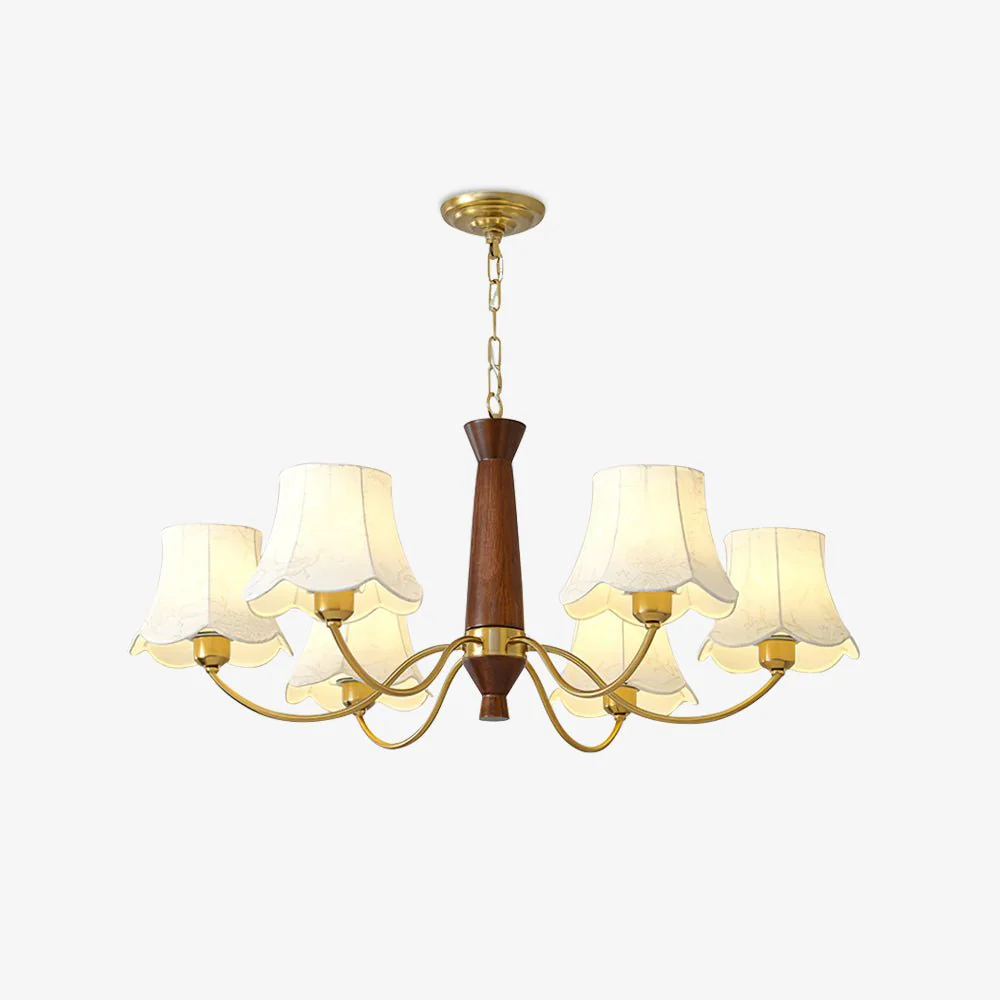 Lustra Chandelier Brass Fabric Curved Arms - Image 12