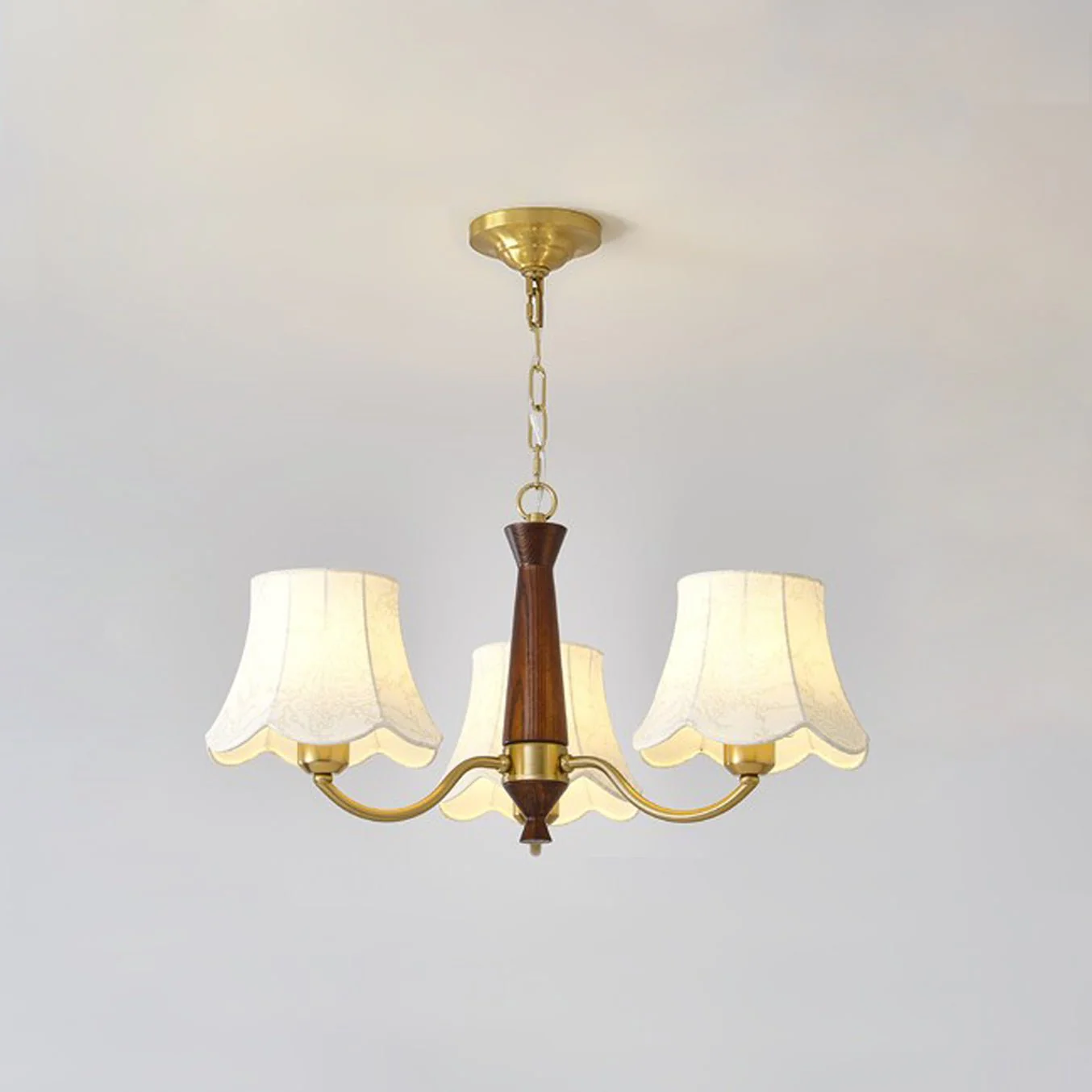Lustra Chandelier Brass Fabric Curved Arms - Image 8