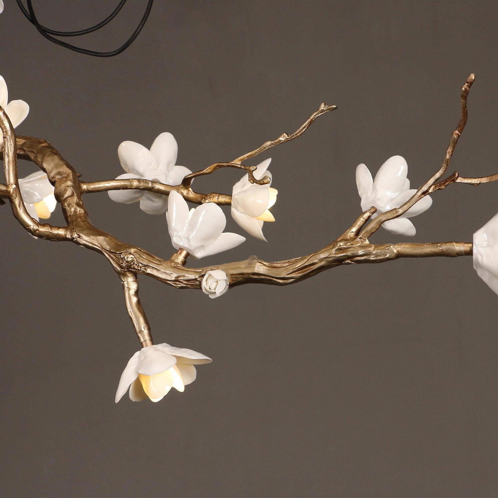 Lustra Chandelier Brass Flower Branch Natural - Image 18