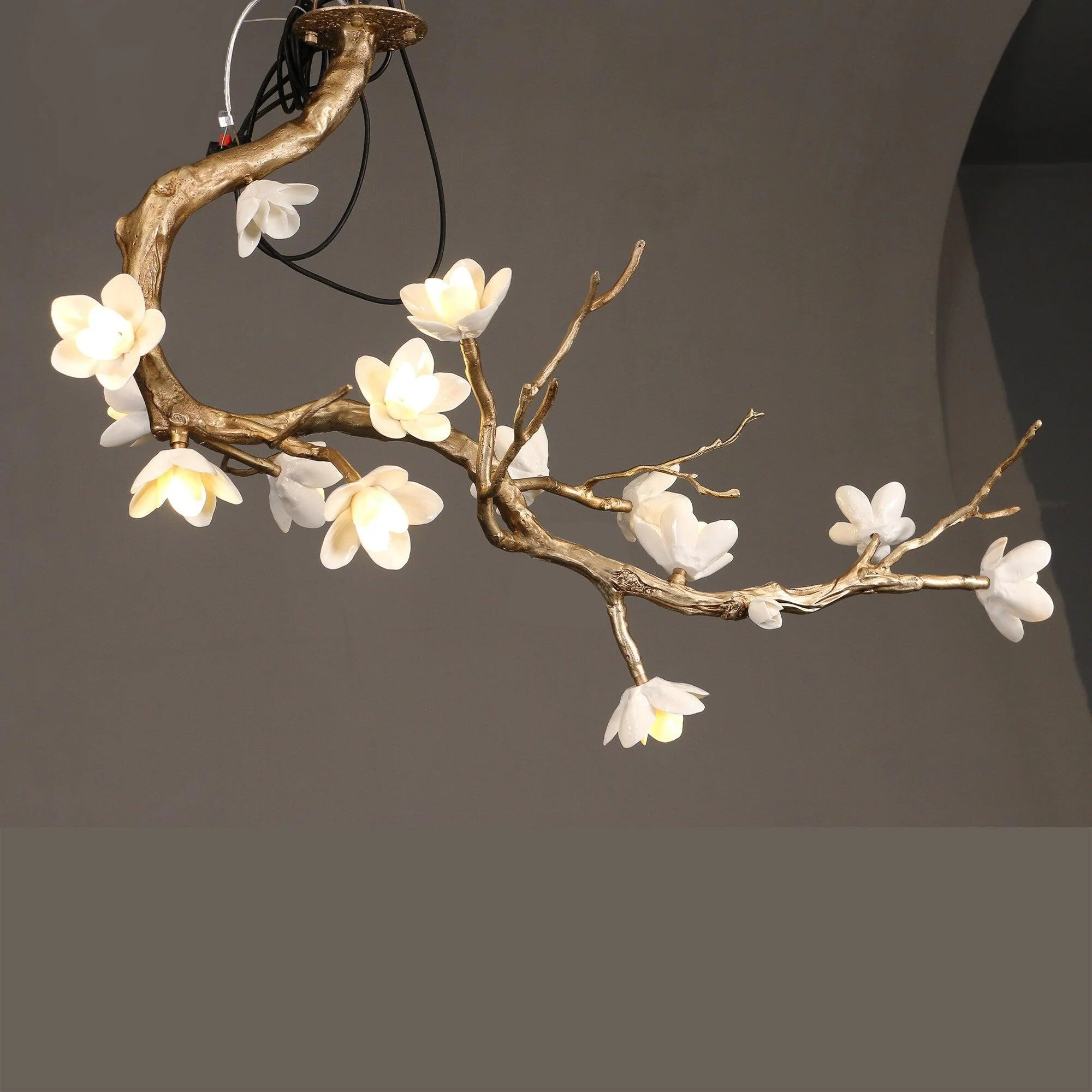 Lustra Chandelier Brass Flower Branch Natural - Image 21