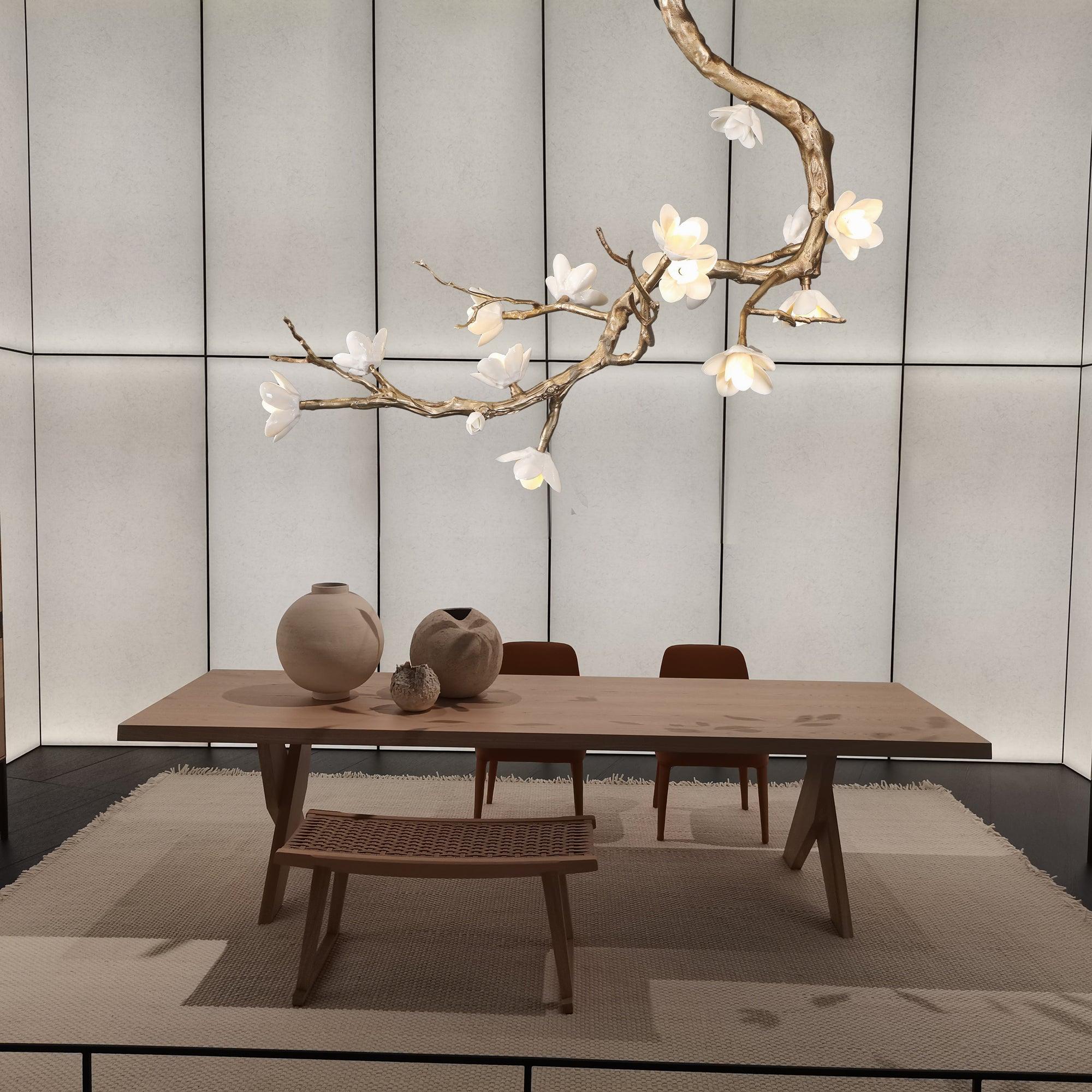 Lustra Chandelier Brass Flower Branch Natural - Image 4