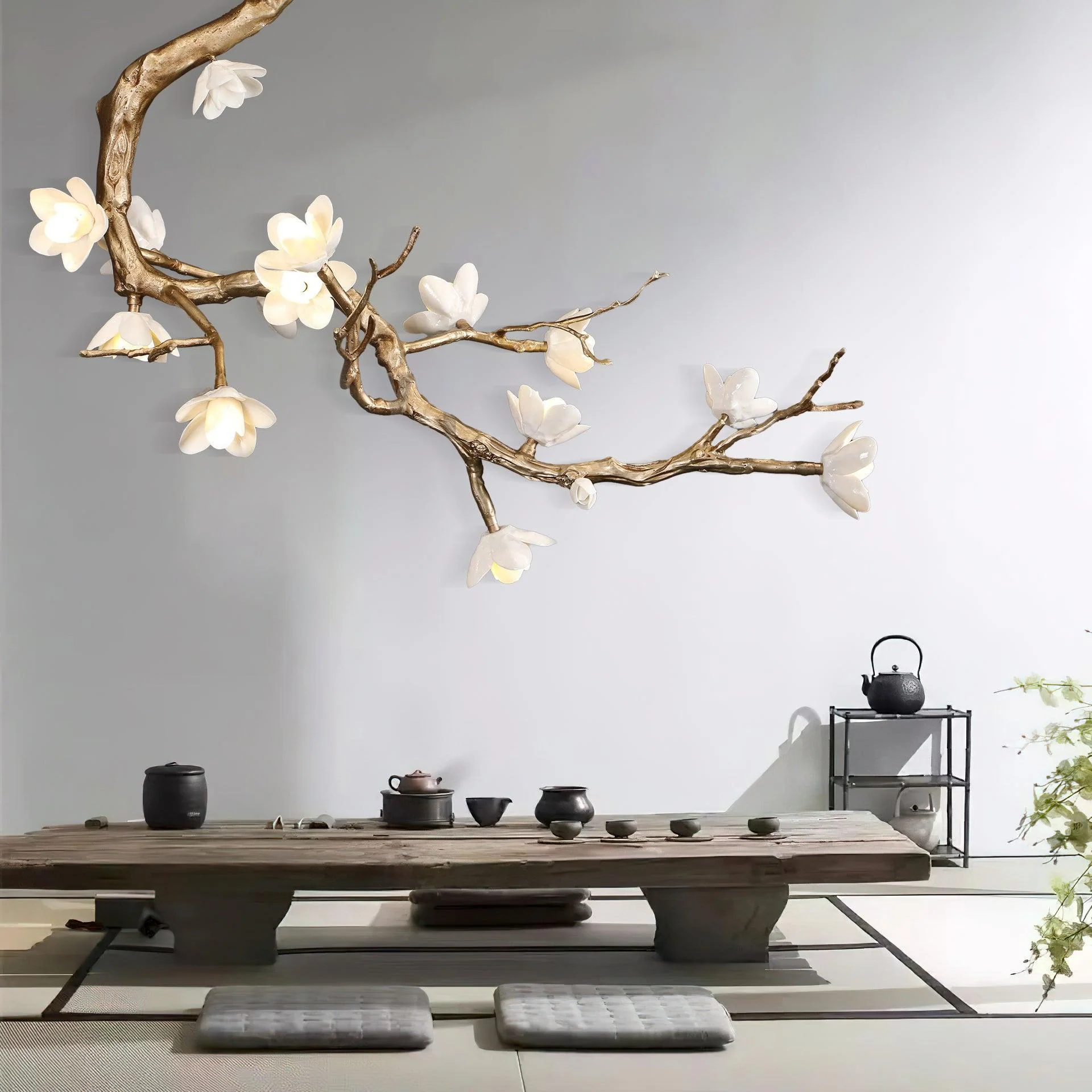 Lustra Chandelier Brass Flower Branch Natural - Image 7